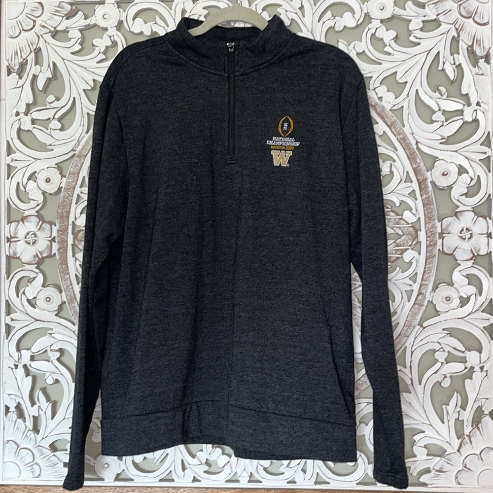 Antigua UW National Championship 2024 Men's 1/4 Zip Long Sleeve L Sweatshirt EUC